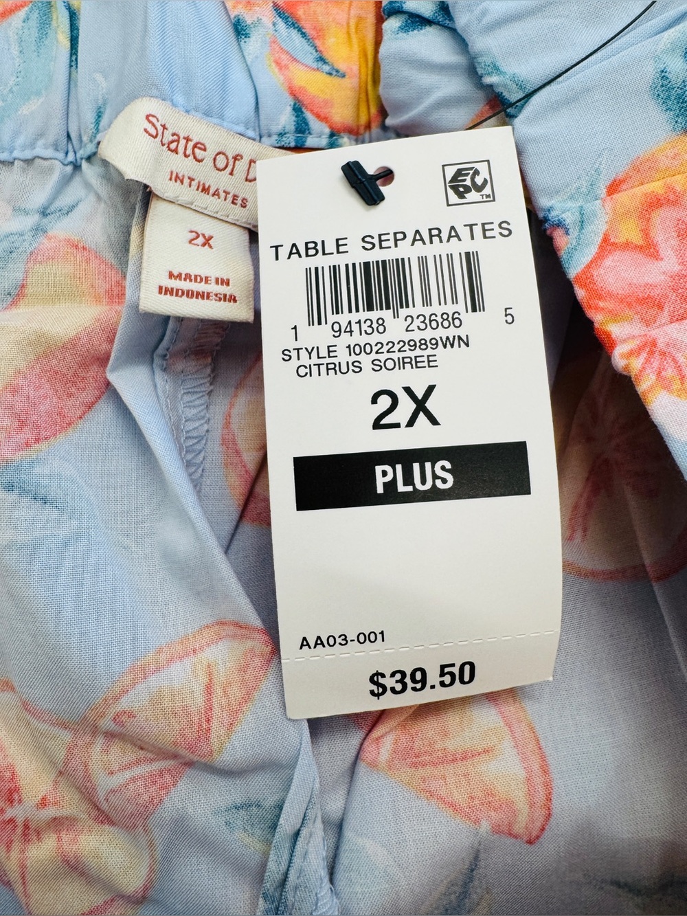 State of Day Citrus Print Pajama Pants, Size 2X - NWT - Picture 8 of 9